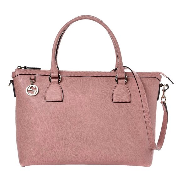 Gucci Handbags - Gucci Dollar Calfskin Interlocking GG Charm Convertible Satchel Tote Soft Pink